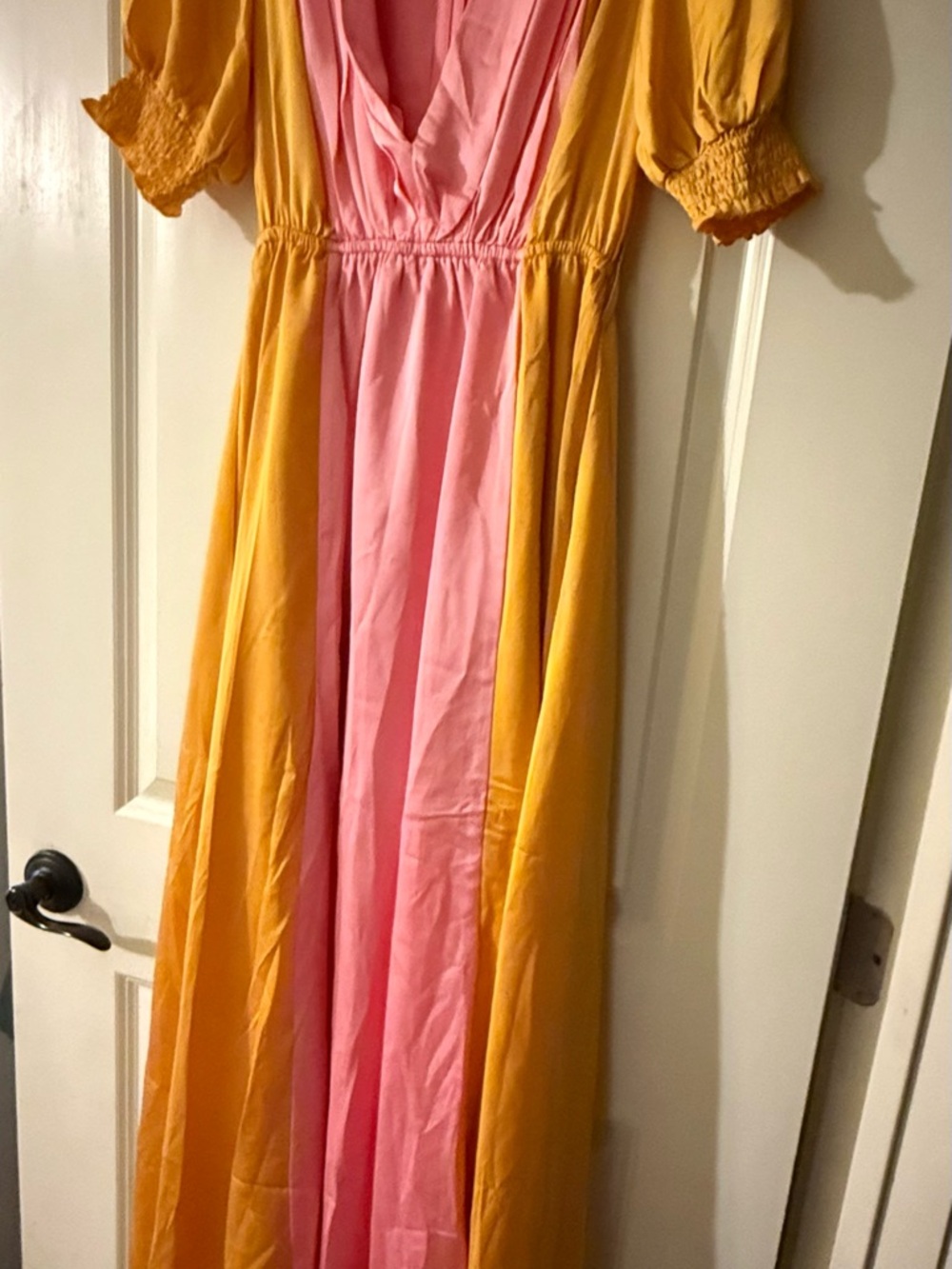 L'ATISTE Pink and Yellow Maxi Dress